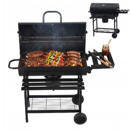 Grill Ogrodowy Węglowy Z Pokrywą Duży Z Półkami