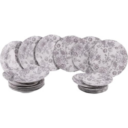 18-częściowy serwis obiadowy z porcelany, 6-osobowy, dekoracja kwiatowa,