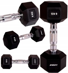 Hantla Gumowa Ogumowana 6kg Hex Do Ćwiczeń