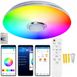 Plafon Lampa Sufitowa Led Rgb Aplikacja Bluetooth Pilot