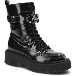 Chebello Czarne Skórzane Damskie Botki Modne Buty