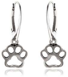 Eleganckie wiszące srebrne kolczyki gładkie psie kocie łapki