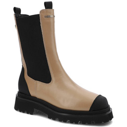 Chebello Beżowe Botki Damskie Modne Ocieplane Buty