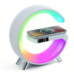 Lampka Led Rgb Zegarek Indukcja Głośnik Qi 15W
