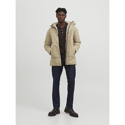 JACK&JONES BEŻOWA KURTKA PARKA MĘSKA Z KAPTUREM
