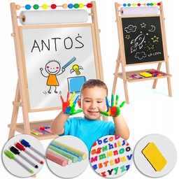Tablica Dwustronna Edukacyjna Magnetyczna Kredowa Papier I Akcesoria