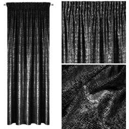 Zasłona 140 x 270 Dekoracyjna Velvet Cypr Czarna