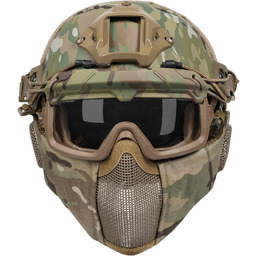 Kask Militarny Moro L 56-66 Cm Zestaw Maska