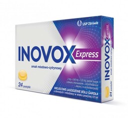 INOVOX Express miodowo-cytrynowy łagodzenie bólu gardła, 24 pastylki