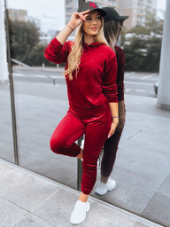 Bordowy damski komplet welurowy SO COMFY Dstreet AY0887-L/XL