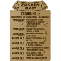 Zasady klasy - wychowawca - drewniana tabliczka