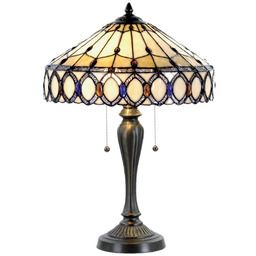 Clayre&Eef Lampa stołowa tiffany Fiera, kremowy / amber,