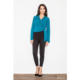 Morska Elegancka Bluzka z Kopertowym Założeniem