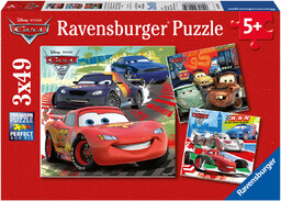 Ravensburger, puzzle, Disney, Auta Zygzak i przyjaciele, 3x49