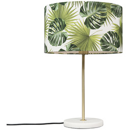 QAZQA Nowoczesna lampa stołowa mosiężna z abażurem