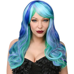 Peruka damska niebiesko zielona
