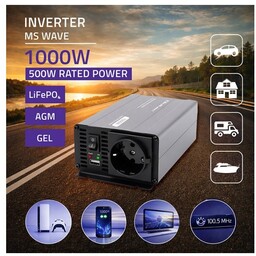 Qoltec MS Wave 12V na 230V 500/1000W USB
