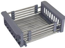 QUADRON* Koszyk stalowy do zlewozmywaka regulowany stal/szare uchwyty