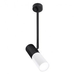 Lampa wisząca regulowana tuba czarno-biała