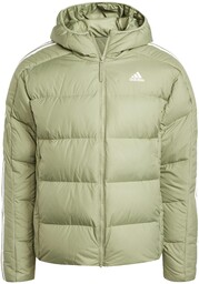adidas Mężczyźni Essentials Midweight Down Hooded Stripes Jacket,