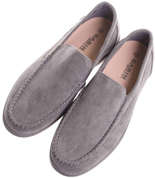 Buty męskie wsuwane szare mokasyny