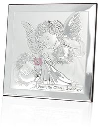 Obrazek srebrny - Anioł Stróż z latarenką (