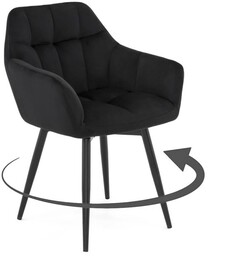 Krzesło obrotowe FREJA czarny welur, czarne nogi