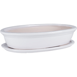 Doniczka ceramiczna bonsai Biały 45cm owalna osłonka drzewko