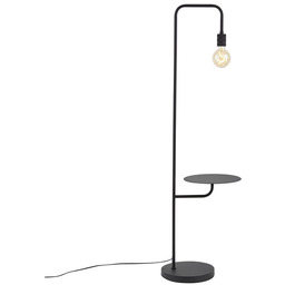 Nowoczesna lampa podłogowa czarna z okrągłym stolikiem -