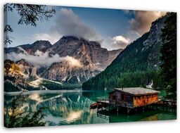 Obraz, Chatka nad jeziorem w górach 60x40