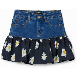 Desigual Spódnica dżinsowa mini z falbanką w stokrotki