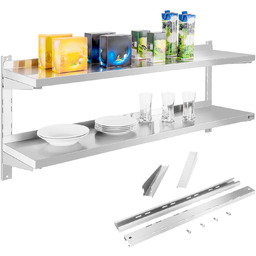 Półka ścienna stalowa wisząca podwójna z regulacją 140cm