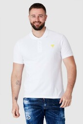 GUESS Biała koszulka polo z żółtym logo, Wybierz