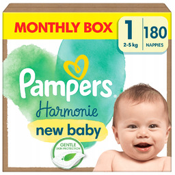 Pampers Harmonie Baby, Pieluszki, rozmiar 1 (2kg-5kg), 180