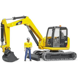 bruder 02466 - minikoparka Cat z robotnikiem budowlanym