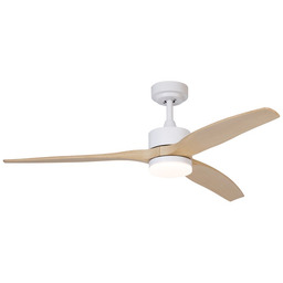 Biały wentylator sufitowy z drewnianym nadrukiem 132 cm