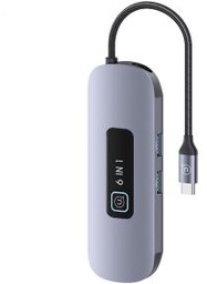 USAMS SJ642HUB01 6w1 2xUSB 3.0/TF/SD/ USB-C/HDMI PD100W Szary