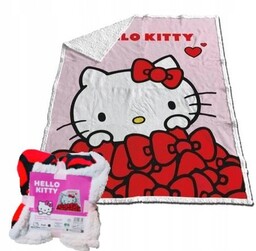 Hello Kitty Koc ciepły dwustronny narzuta sherpa Miękki
