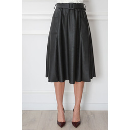 Spódnica midi skórzana z kieszonkami czarna Ortuga