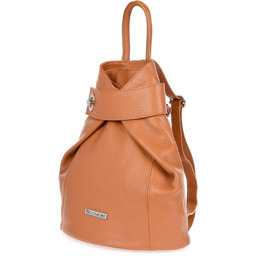 Camelowy skórzany plecak damski elegancki z zapięciem Beltimore