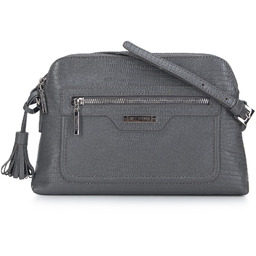 Damska listonoszka skórzana z chwostem szara