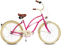 Rower beach Cruiser damski 26 różowy shimano 3