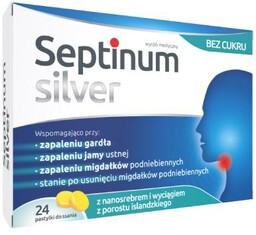Septinum Silver bez cukru, 24 pastylki do ssania