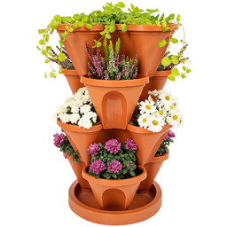 4Home Kaskada kwiatowa 4-częściowa, terakota, terakota, 4 piętra