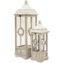 Lampion latarnia drewniana komplet 2 szt 88/57cm 108683