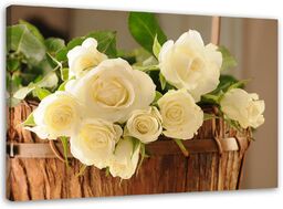 Obraz, Żółto białe róże 60x40