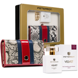 Zestaw damski portfel skórzany + perfumy - Peterson