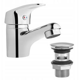 Bateria Umywalkowa Z Korkiem Stojąca Jednouchwytowa Chrom Połysk