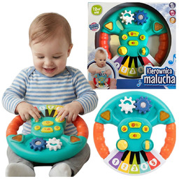 Edukacyjna kierownica dla malucha dźwięki pojazdów światło pianinko