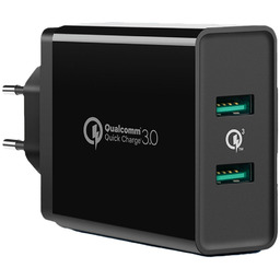 Ładowarka sieciowa 2x USB-A 36W QC3.0 czarna